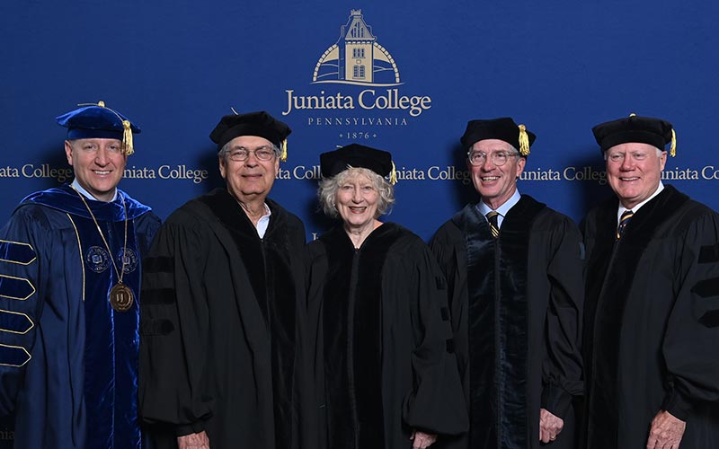 Honorary Degree Recipients M. Andrew Murray, Anne C. Baker, Lawrence R. Bock, Charles W. Wise