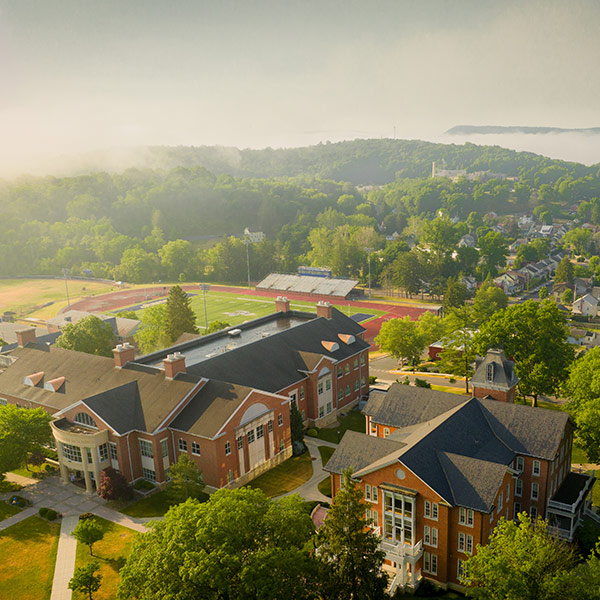 aerial photo of Juniata College campus